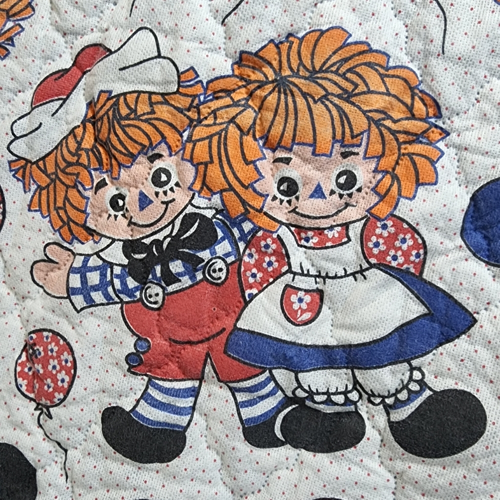 Raggedy Ann And Andy Vintage Comforter Baby Child Crib Blanket Quilted Handmade